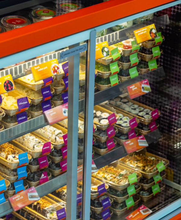 A fridge containing YO! pre-packed products